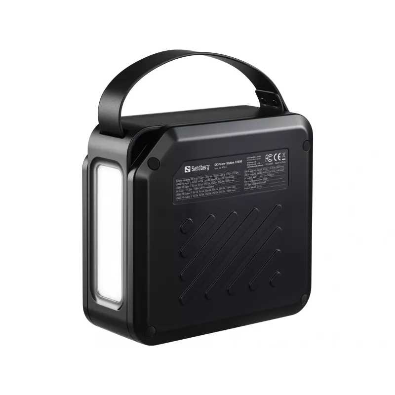 Nešiojamoji nuolatinės srovės maitinimo stotelė SANDBERG Sandberg DC Power Station 72000 — LMFP 72 000 mAh, DC ir USB‑C įvestis, juoda