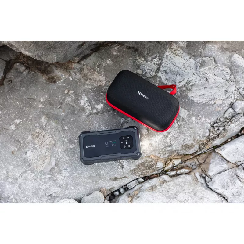 Nešiojamasis akumuliatoriaus paleidiklis ir padangų siurblys SANDBERG Sandberg Car Jumpstarter TirePump 10000 — 800 A paleidimo srovė, 2 A išėjimas, 5 V USB