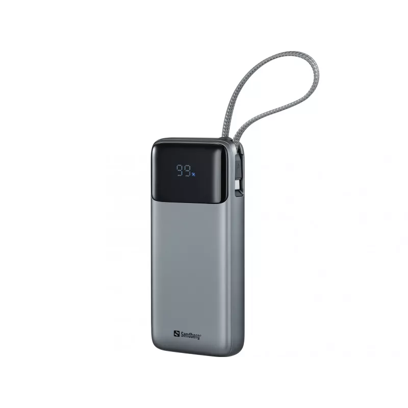 Išorinė baterija SANDBERG All-in1 Powerbank 20000 PD 67W — 20000 mAh LiPo, 1×USB-A, 1×USB-C, 15W išvestis, juoda/pilka