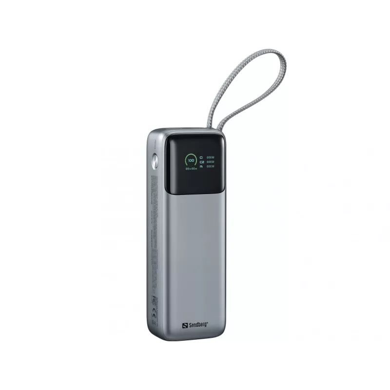 Nešiojama išorinė baterija SANDBERG All-in1 Powerbank 20000 PD 130W — 20000 mAh, LiPo, USB-A 1x, USB-C 1x, 130 W, juoda/pilka