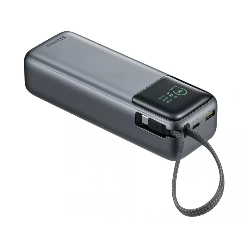 Nešiojama išorinė baterija SANDBERG All-in1 Powerbank 20000 PD 130W — 20000 mAh, LiPo, USB-A 1x, USB-C 1x, 130 W, juoda/pilka