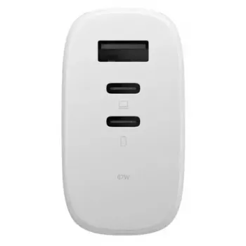 „Fast GaN“ įkroviklis „Native Union Fast Gan Charger Pd 67W“ baltas, tarpt. 2C1A USB‑C 2 prievadai 67 W AC 100–240 V apsauga nuo viršsrovių, viršįtampių, perkaitimo