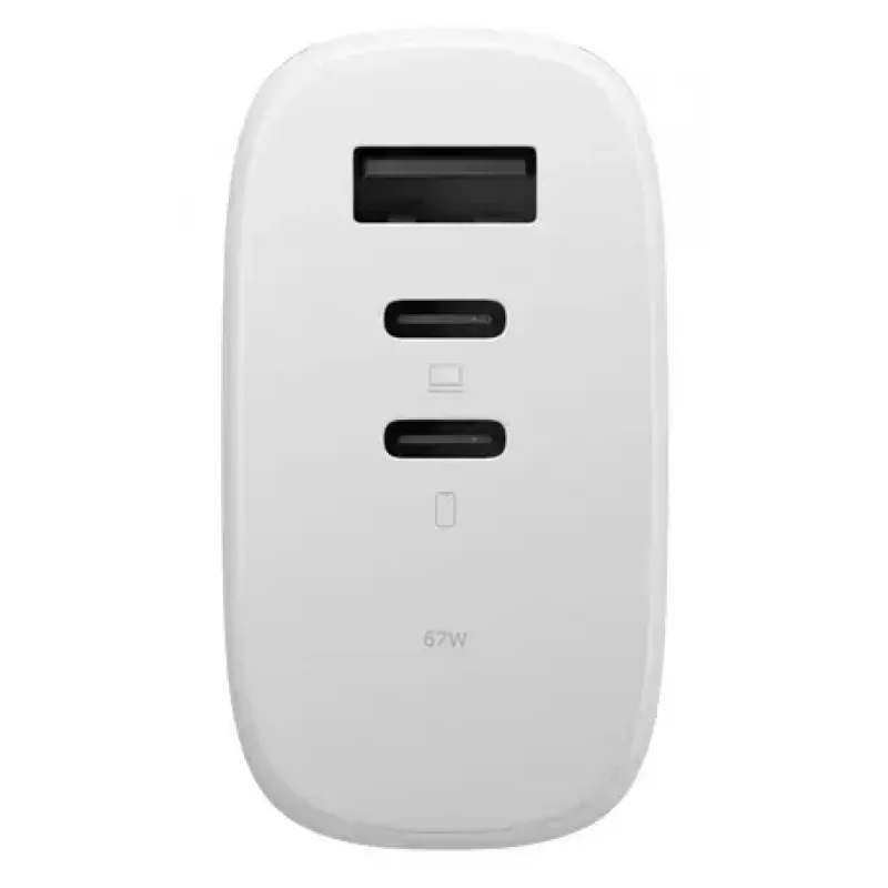 „Fast GaN“ įkroviklis „Native Union Fast Gan Charger Pd 67W“ baltas, tarpt. 2C1A USB‑C 2 prievadai 67 W AC 100–240 V apsauga nuo viršsrovių, viršįtampių, perkaitimo