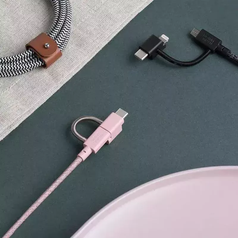 USB 2.0 duomenų kabelis native union BELT-ULC-ZEB-NP 2 m USB A į USB‑C / Micro‑USB B / Lightning juoda balta