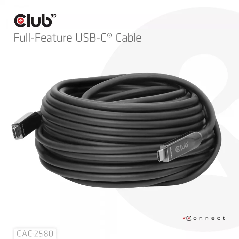 CLUB3D 15M Full-Feature USB-C® Kabelis / 49.21ft 8K60Hz 10Gbps 60W