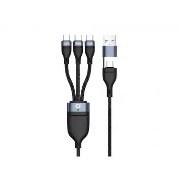 Conceptronic ETTA06B15C 3-in-1 100W greito įkrovimo duomenų laidas 1,5 m, triguba USB-C, USB 2.0, E-Mark