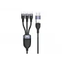 Conceptronic ETTA06B15C 3-in-1 100W greito įkrovimo duomenų laidas 1,5 m, triguba USB-C, USB 2.0, E-Mark