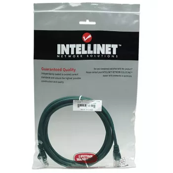 Intellinet tinklo komutacinis kabelis, Cat5e, 5 m, žalias, CCA, U/UTP, PVC, RJ45, paauksuoti kontaktai, nesikabinantis, su apsauginiais gaubteliais, garantija visam eksploatavimo laikui