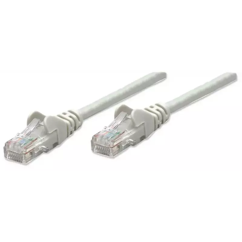Intellinet tinklo kabelis, Cat6, 1,5 m, pilkas, CCA, U/UTP, PVC, RJ45, auksuoti kontaktai, užkabinimo apsauga, lieta apsauga, viso gyvenimo garantija