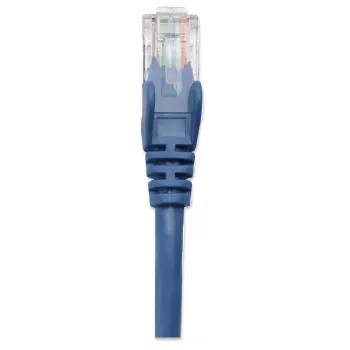 Intellinet tinklo kabelis, Cat5e, 3 m, mėlynas, CCA, U/UTP, PVC, RJ45, paauksuoti kontaktai, užkabinimų išvengianti konstrukcija, su apsauga, garantija visam naudojimo laikui