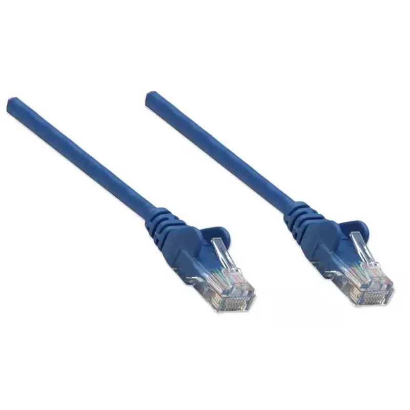 Intellinet tinklo kabelis, Cat5e, 3 m, mėlynas, CCA, U/UTP, PVC, RJ45, paauksuoti kontaktai, užkabinimų išvengianti konstrukcija, su apsauga, garantija visam naudojimo laikui