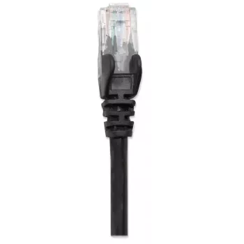 Intellinet tinklo komutacinis kabelis, Cat6, 5 m, juodas, CCA, U/UTP, PVC, RJ45, paauksuoti kontaktai, neužkabinamas, su apsauginiu gaubteliu, garantija visam gyvenimui