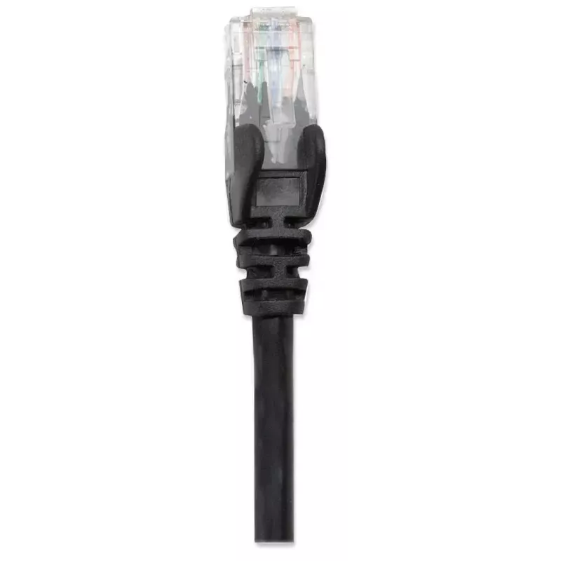 Intellinet tinklo komutacinis kabelis, Cat6, 5 m, juodas, CCA, U/UTP, PVC, RJ45, paauksuoti kontaktai, neužkabinamas, su apsauginiu gaubteliu, garantija visam gyvenimui