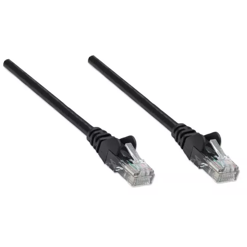Intellinet tinklo komutacinis kabelis, Cat6, 5 m, juodas, CCA, U/UTP, PVC, RJ45, paauksuoti kontaktai, neužkabinamas, su apsauginiu gaubteliu, garantija visam gyvenimui
