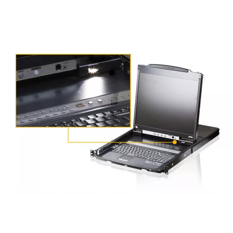 ATEN CL5800N stovo konsolė 48,3 cm (19 colių) 1280 x 1024 taškų Metalas Juoda 1U