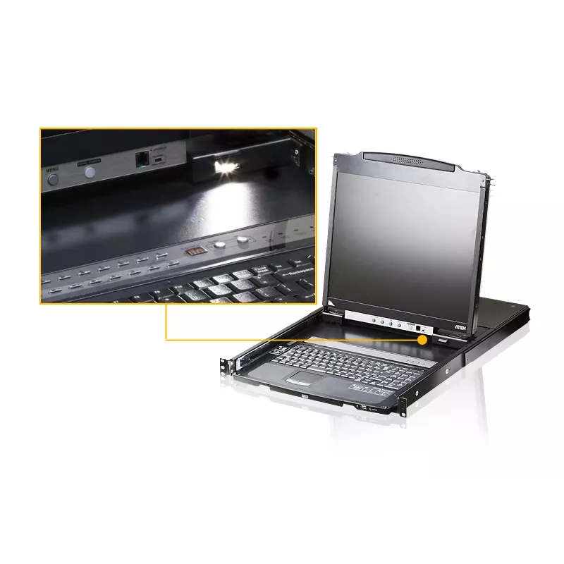 Stovo konsolė 19 colių ATEN CL5800N LCD 48,3 cm 1280x1024 VGA USB/PS/2 klaviatūra vokiečių/šveicarų 1U metalas