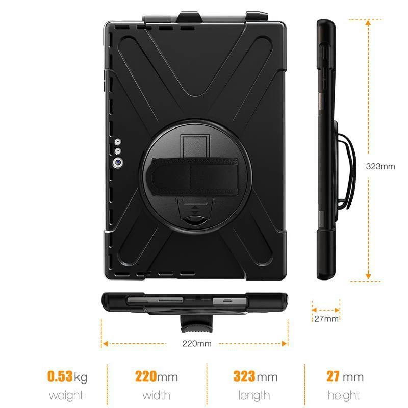 Cover eSTUFF AUSTIN Defender dėklas, skirtas Microsoft Surface Pro 7+/7/6/5/4, juodas