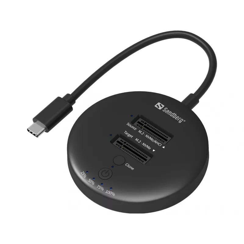 Sandberg USB3.2 Cloner Dock for NVMe M.2 SSD, Juoda, 20 Gbit/s