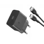 Cellularline Super Fast Charger Kit 25W - USB-C į USB-C - Samsung 25W super greito įkrovimo PD tinklo įkroviklis su USB-C į USB-C kabeliu