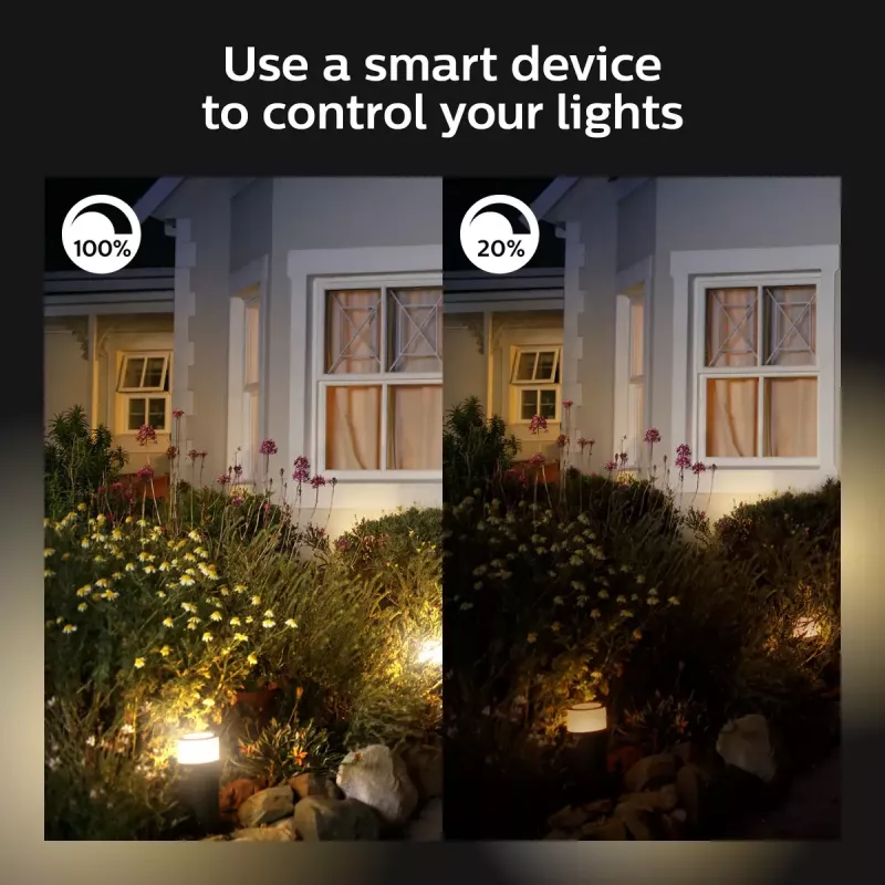 Išmanus lauko sieninis šviestuvas Philips Hue White Welcome Floodlight, 20,5 W LED, 220–240 V įėjimas, 24 V lemputė, juodas, 160×220×153 mm