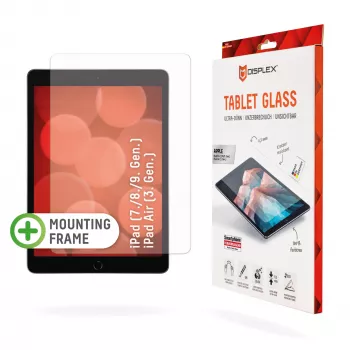 Displex Tablet Glass (9H), skirtas Apple iPad (7./8./9. kart.)/Air (3. kart.), Eco montavimo rėmelis, nedūžtantis, itin plonas, nematomas