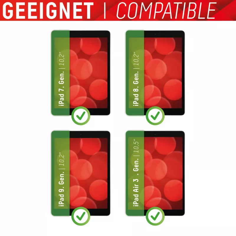 Displex Tablet Glass (9H), skirtas Apple iPad (7./8./9. kart.)/Air (3. kart.), Eco montavimo rėmelis, nedūžtantis, itin plonas, nematomas
