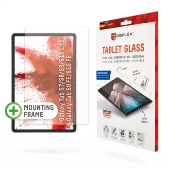 “Displex” planšetės stiklas (9H), skirtas “Samsung Galaxy Tab S7/S8/S9/S9 FE/S10 FE/S10 Lite”, su ekologišku montavimo rėmeliu, nedūžtantis