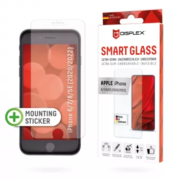 Displex Smart Glass (9H) Apple iPhone 6/7/8/SE (2020/2022), tvirtinimo lipdukas, nedūžtantis, itin plonas, nematomas