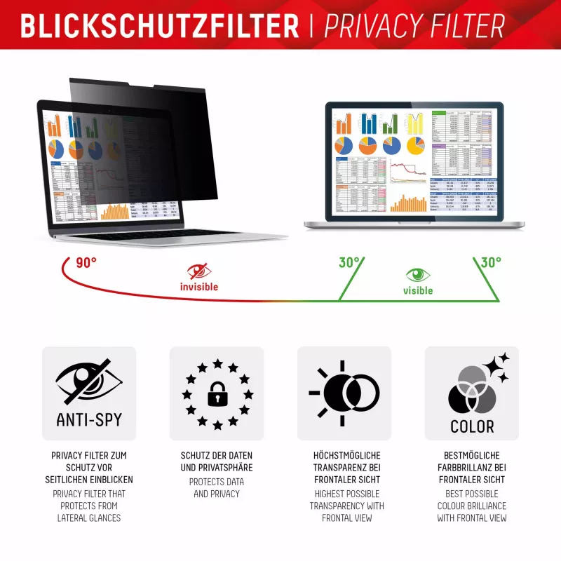 Displex PRIVACY SAFE magnetinis dvipusis privatumo filtras, skirtas MacBook Pro 14,2 colio, atsparus dulkėms ir įbrėžimams
