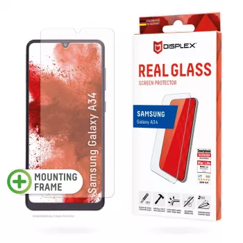 “Displex” ekrano apsauga (10H) Samsung Galaxy A34, „Eco“ montavimo rėmelis, atspari įbrėžimams