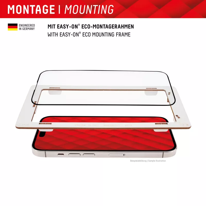 Displex pilno dangos ekrano apsauginis stiklas (10H), skirtas „Samsung Galaxy A54 5G“, su EASY-ON® Eco montavimo rėmeliu