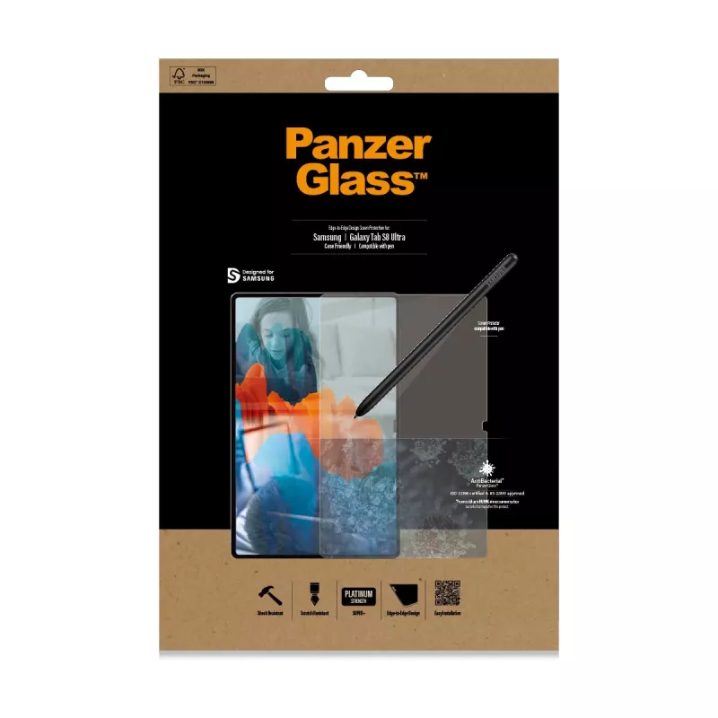 PanzerGlass ® Ekrano apsauga Samsung Galaxy Tab S8 Ultra | S9 Ultra | Itin platus pritaikymas