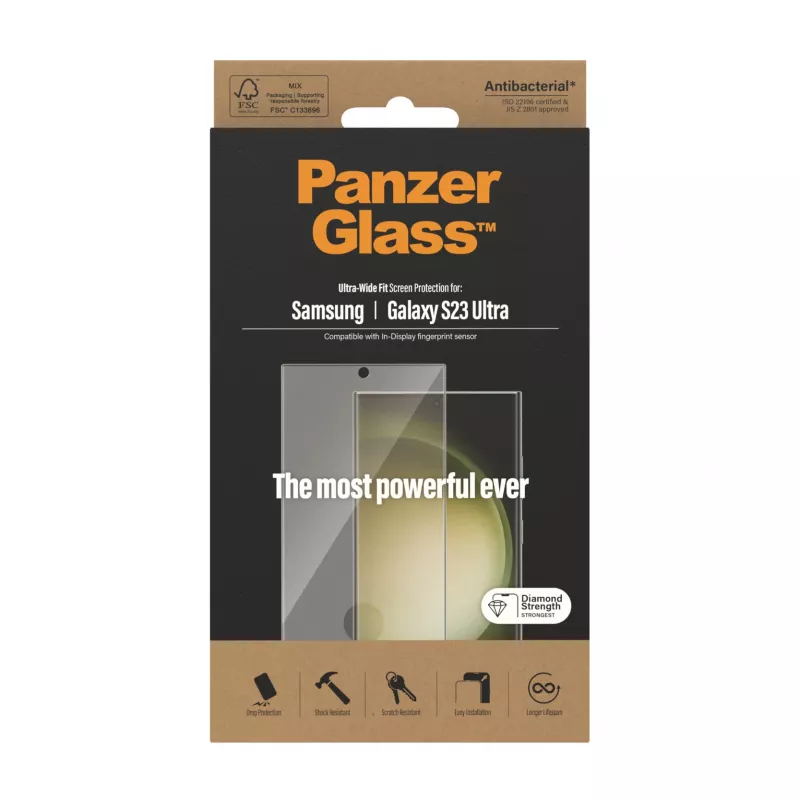 PanzerGlass ® Ekrano apsauga Samsung Galaxy S23 Ultra | Itin platus pritaikymas