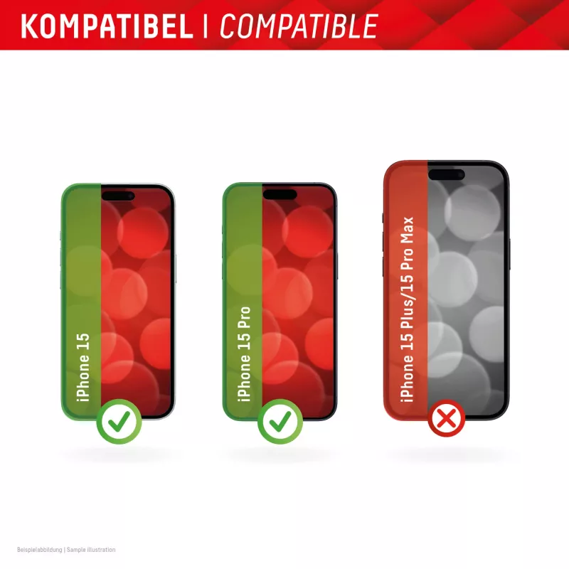 Displex privatumo ekrano apsauga (10H), skirta Apple iPhone 15/15 Pro, Eco montavimo rėmelis, privatumo filtras