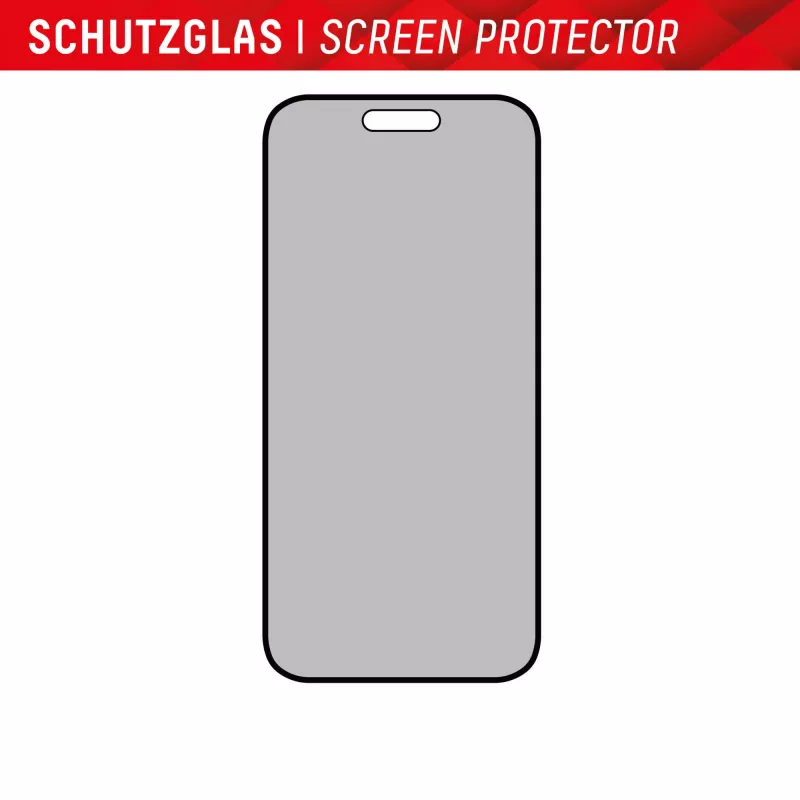 Displex privatumo ekrano apsauga (10H), skirta Apple iPhone 15/15 Pro, Eco montavimo rėmelis, privatumo filtras