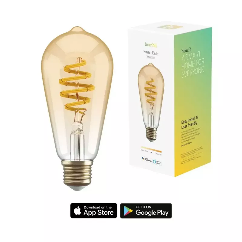 Išmanioji lemputė Hombli HBEB-0212 Wi‑Fi 5,5 W, auksinė, A‑G energijos klasė, Ø61×142 mm