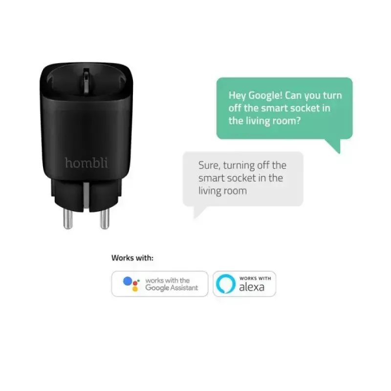 Išmanusis kištukinis lizdas Avanca International BV Hombli Smart Socket EU Juoda — Wi‑Fi, 220–250V, 3,68kW, patalpose, plastikinis