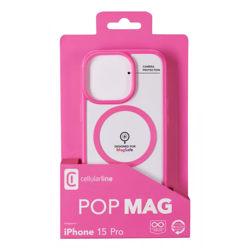Cellularline Pop Mag - iPhone 15 Pro, Dėklas, Apple, iPhone 15 Pro, 15,5 cm (6,1 colio), Fuksijos spalvos