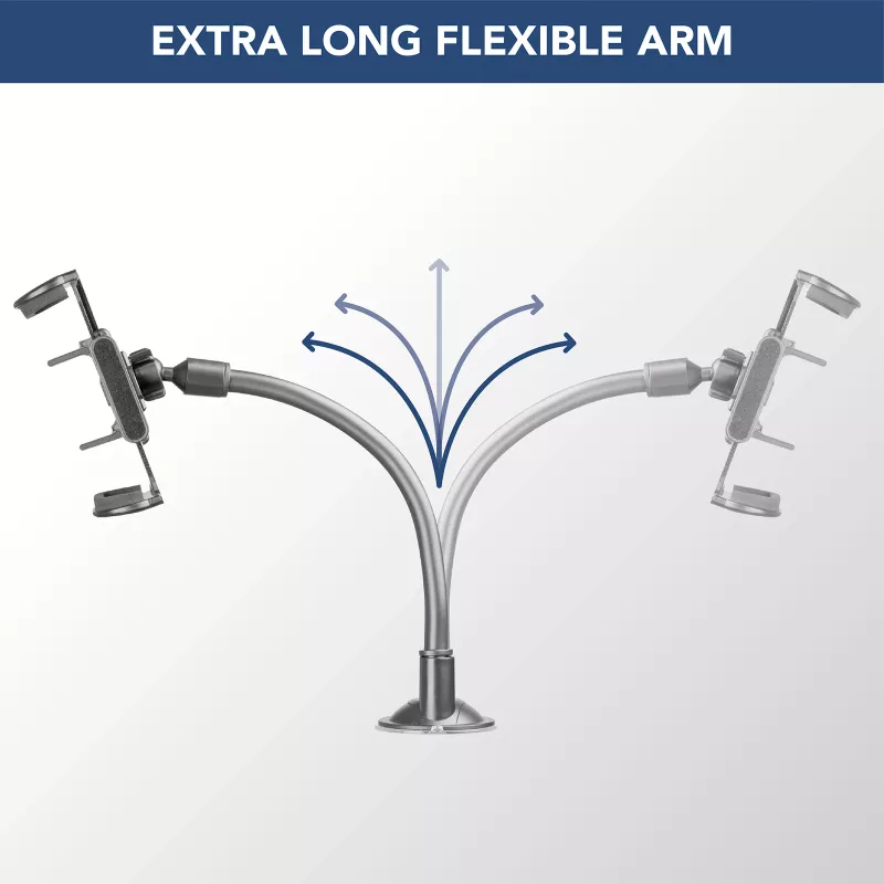 Sourcing Cellularline Hug Flexi XL universalus pasyvus laikiklis su siurbimo taurele mobiliesiems telefonams, juoda/pilka