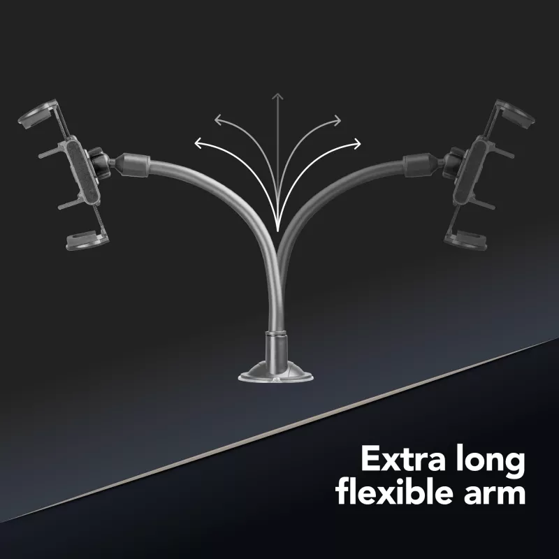 Sourcing Cellularline Hug Flexi XL universalus pasyvus laikiklis su siurbimo taurele mobiliesiems telefonams, juoda/pilka