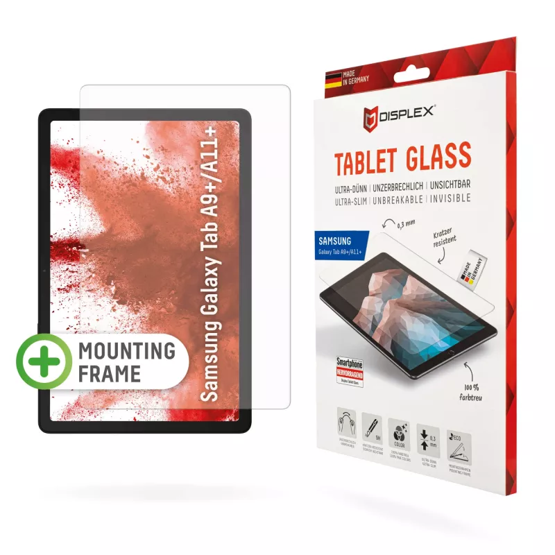 Displex Tablet Glass (9H), skirtas Samsung Galaxy Tab A11+/A9+, Eco montavimo rėmelis, nedūžtantis