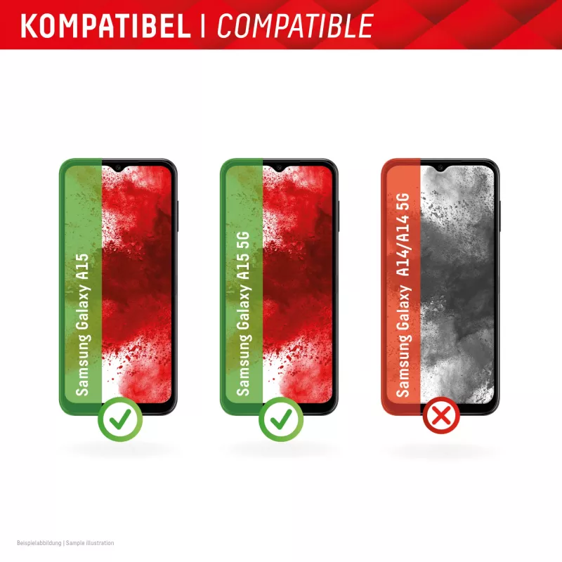 Displex ekrano apsauga (10H), skirta Samsung A15/A15 5G, su EASY-ON® Eco montavimo rėmeliu, atspari įbrėžimams