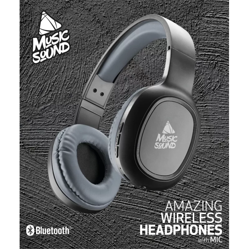 Music Sound Basic Bluetooth ant ausų uždedamos ausinės su nuotolinio valdymo pulteliu ir mikrofonu