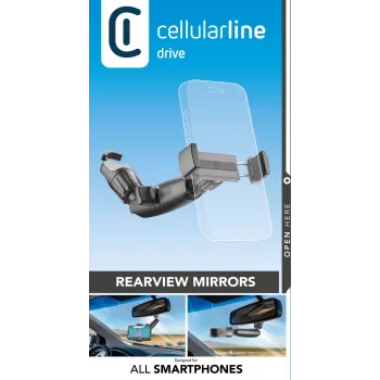 Automobilinio telefono laikiklis Cellularline Spin Mirror juodas pasyvus laikiklis