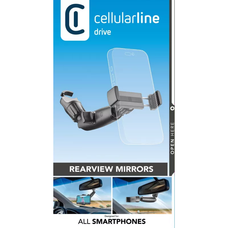 Automobilinio telefono laikiklis Cellularline Spin Mirror juodas pasyvus laikiklis
