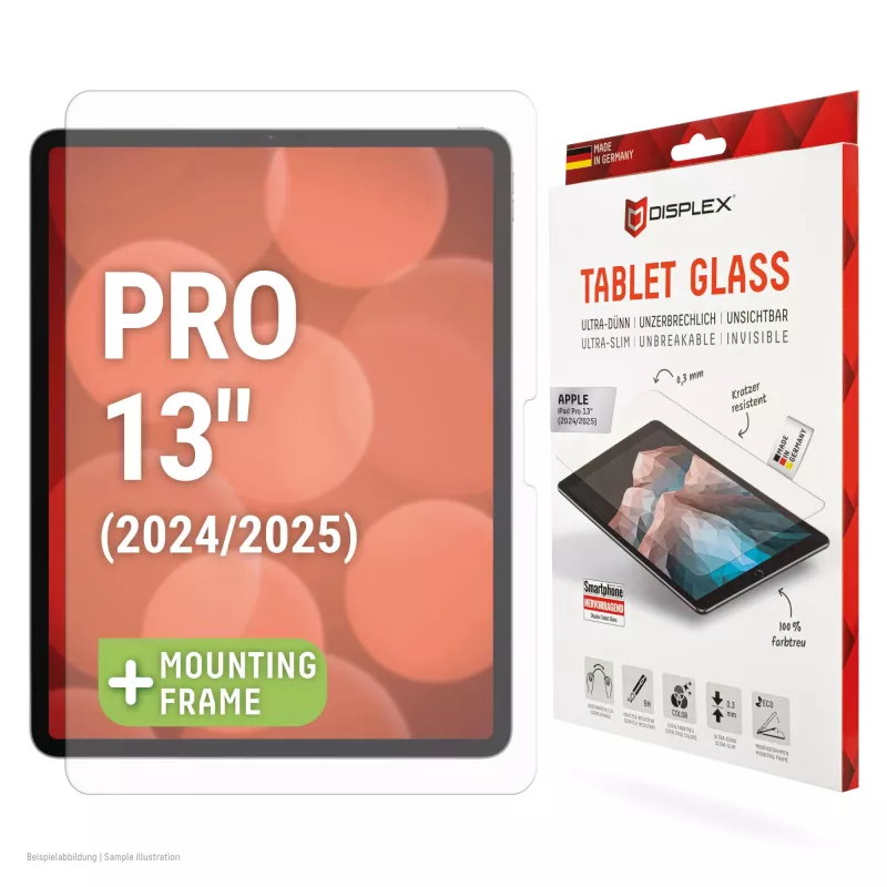 Displex Tablet Glass (9H) Apple iPad Pro 13'' (2025/2024), Eco montavimo rėmelis, nedūžtantis, itin plonas, nematomas