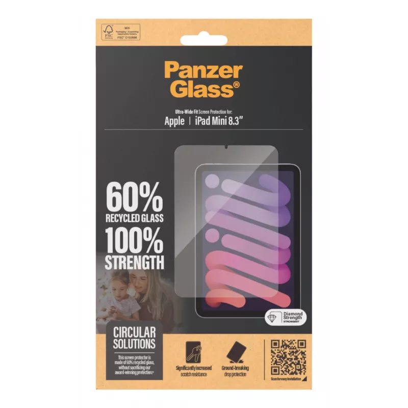 PanzerGlass ® Apsauginė Ekrano Plėvelė iPad Mini 8,3'' (2021, 2024) | Itin Plačiai Pritampanti