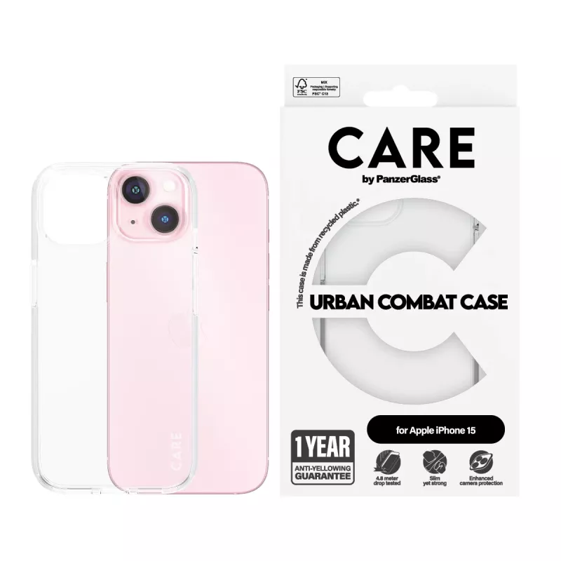 Dėklas PanzerGlass iPhone 15 Skaidrus Urban Combat Skaidrus rėmelis