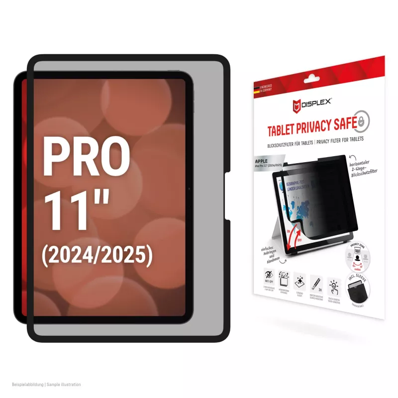 Displex TABLET PRIVACY SAFE nuimamas dvipusis privatumo filtras, skirtas iPad Pro 11'' (2025/2024)