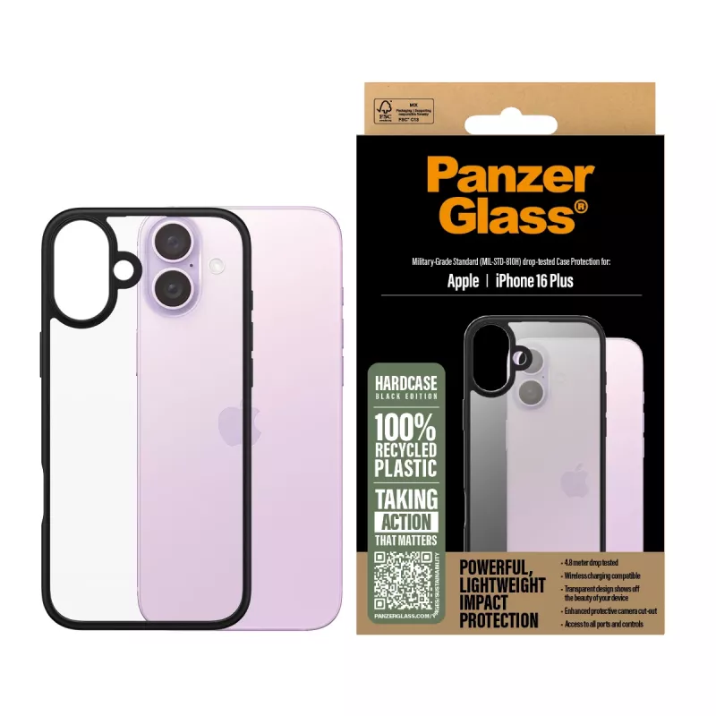 Dangtelis PanzerGlass HardCase Juoda iPhone '24 6,7 colio permatomas